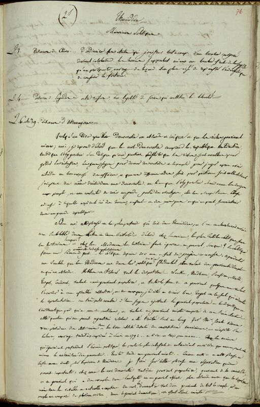 Page comprenant un texte manuscrit intitulé "Thucydide - Maximes politiques"