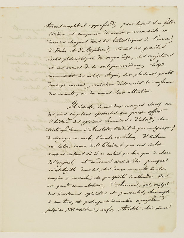 Page avec texte manuscrit à l'encre noire