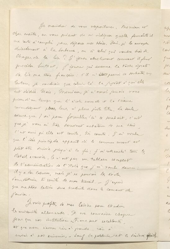 Deuxième page d'une lettre manuscrite à l'encre noire